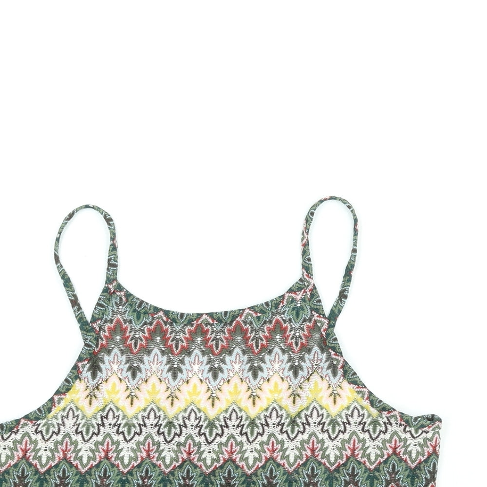 Womens UK Size 10 Topshop Multicoloured Cropped Blouse