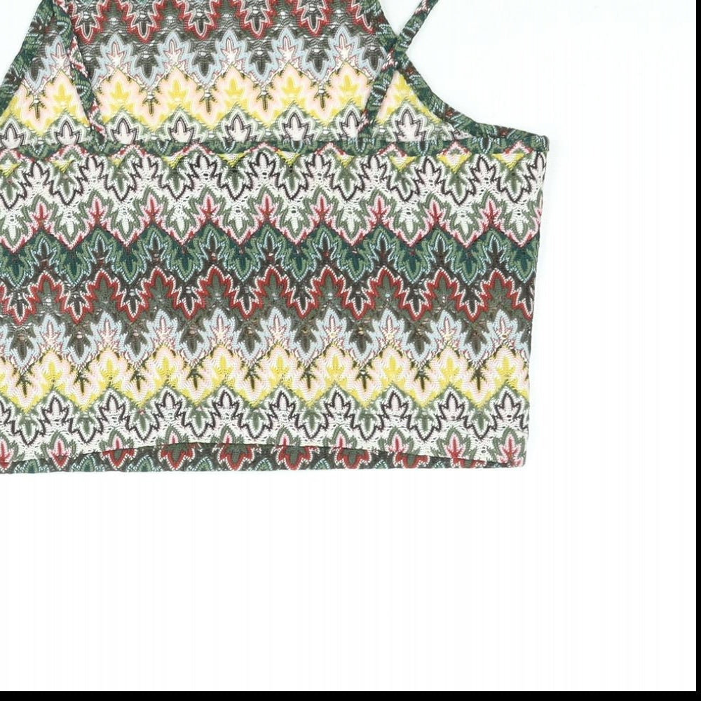 Womens UK Size 10 Topshop Multicoloured Cropped Blouse