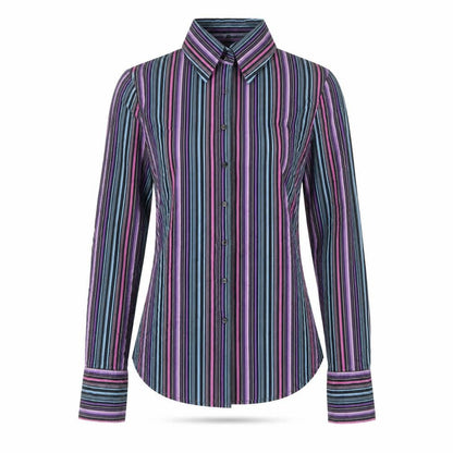 Massimo Womens Multicoloured Striped Cotton Basic Button-Up Size 8 Collared