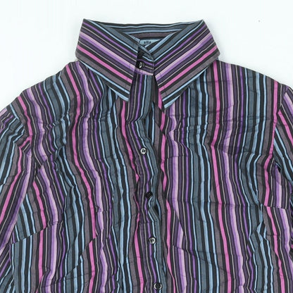 Massimo Womens Multicoloured Striped Cotton Basic Button-Up Size 8 Collared