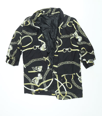 Made in Italy Womens Black Geometric Jacket Blazer Size 16 - Rouched Sleeve