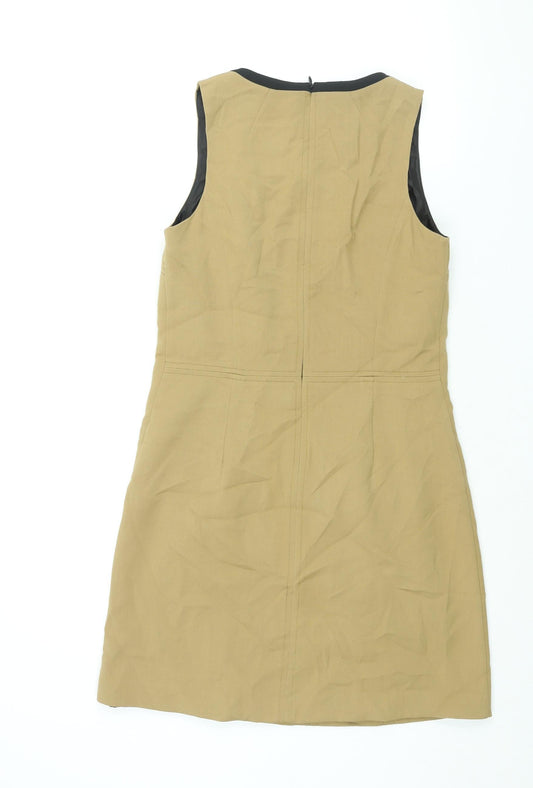 NEXT Womens Brown Polyester Shift Size 8 Round Neck Zip