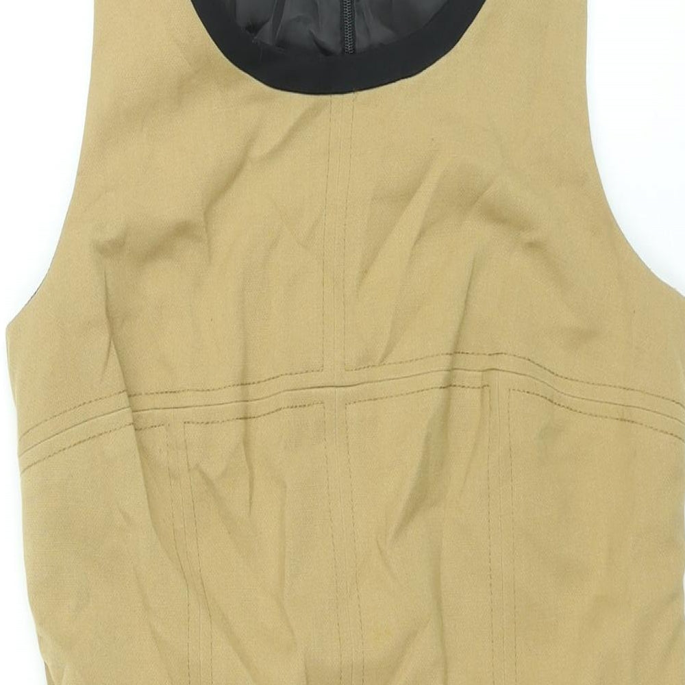 NEXT Womens Brown Polyester Shift Size 8 Round Neck Zip