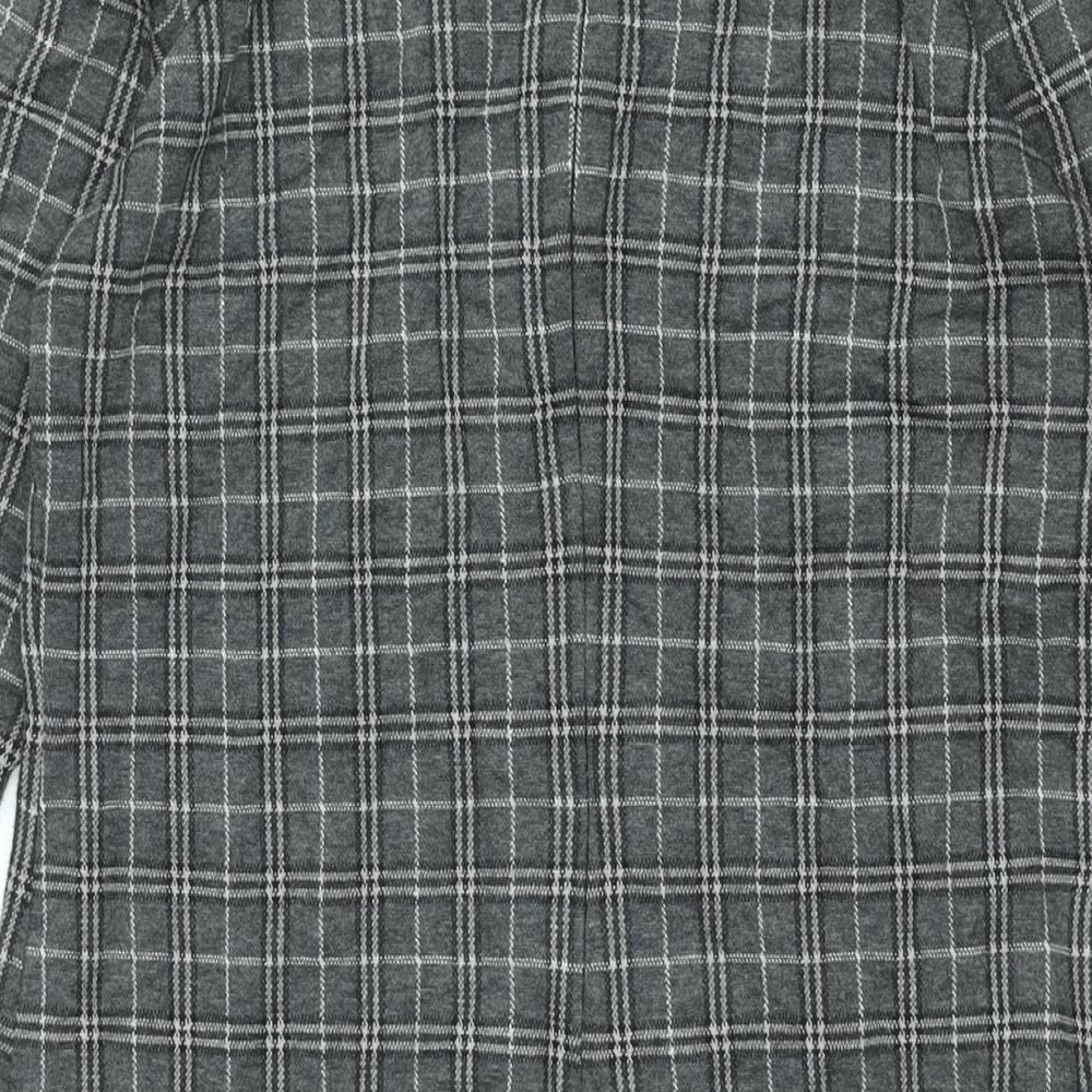 EDC Womens Grey Check Polyester Shift Size M Round Neck Zip