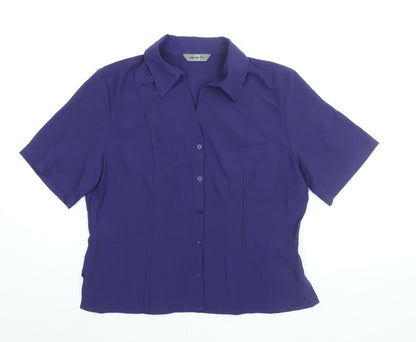 Womens UK Size 16 AMARANTO Purple Basic Button-Up