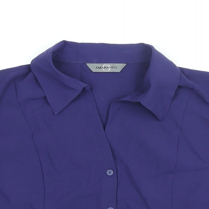 Womens UK Size 16 AMARANTO Purple Basic Button-Up