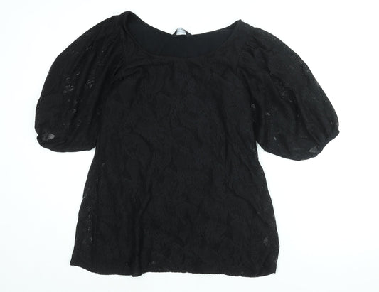Dorothy Perkins Womens Black Polyester Mini Size 16 Round Neck Pullover