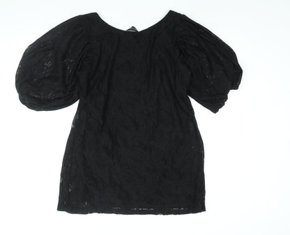 Dorothy Perkins Womens Black Polyester Mini Size 16 Round Neck Pullover