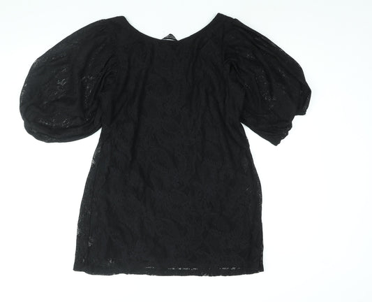 Dorothy Perkins Womens Black Polyester Mini Size 16 Round Neck Pullover