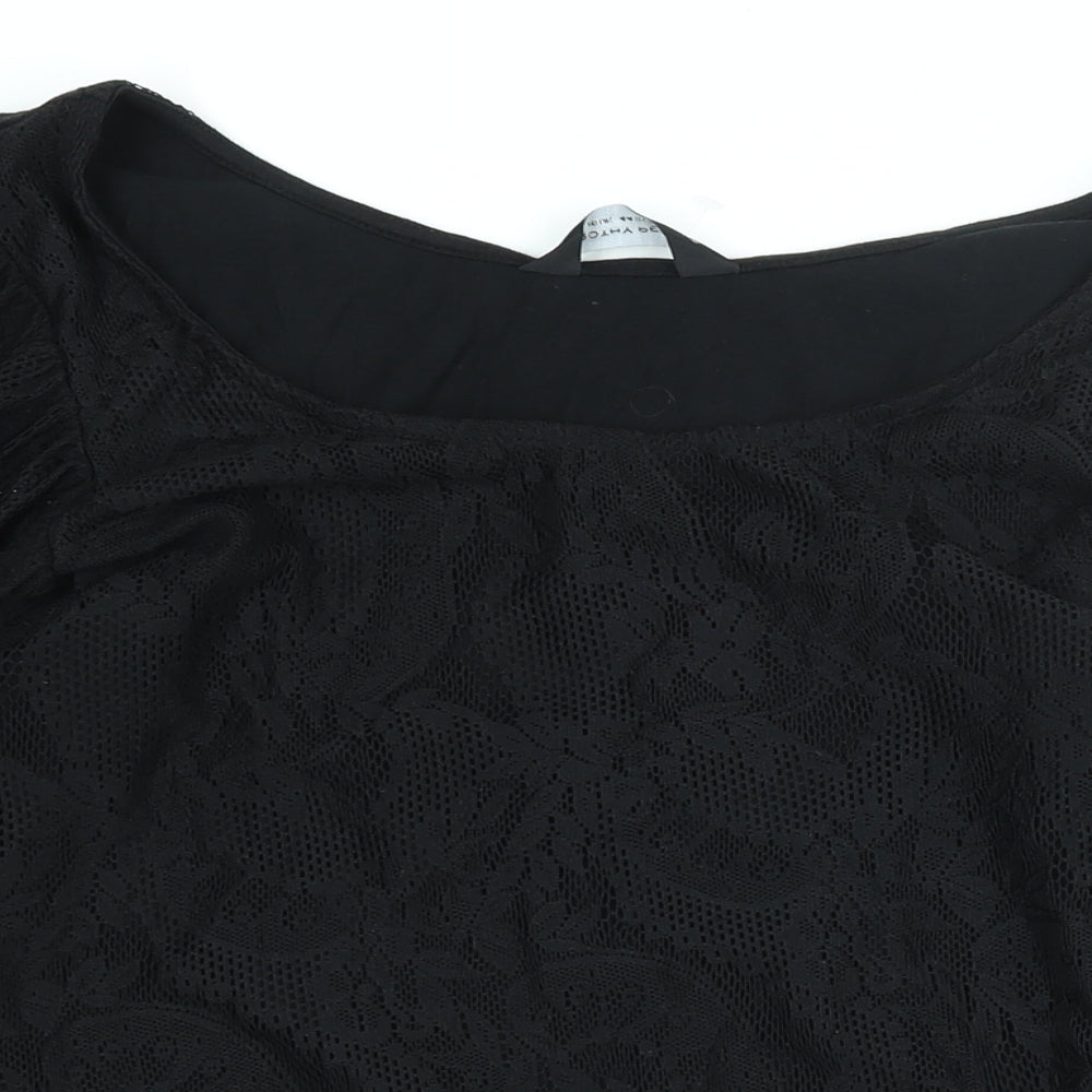 Dorothy Perkins Womens Black Polyester Mini Size 16 Round Neck Pullover