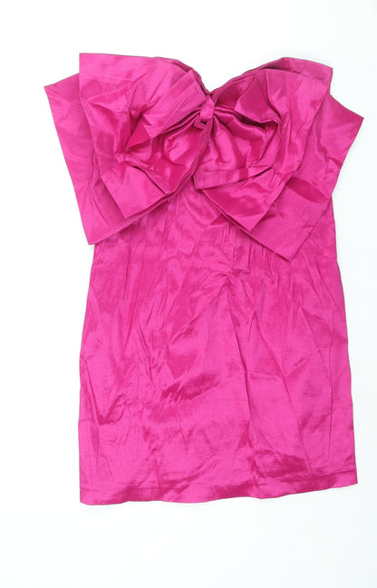 Oasis Womens Pink Polyester Mini Size 16 Sweetheart Zip - Bow