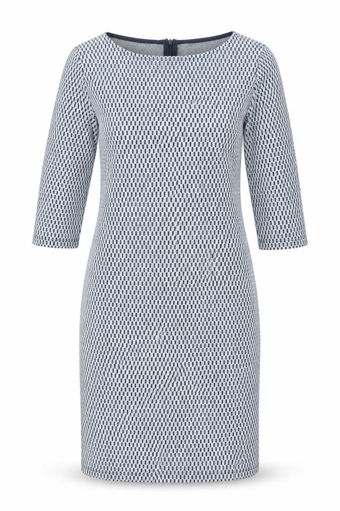 ESPRIT Womens Grey Check Polyester Bodycon Size M Round Neck Zip