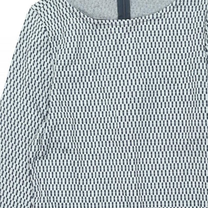 Esprit Womens Grey Check Polyester Bodycon Size M Round Neck Zip