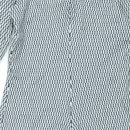 Esprit Womens Grey Check Polyester Bodycon Size M Round Neck Zip