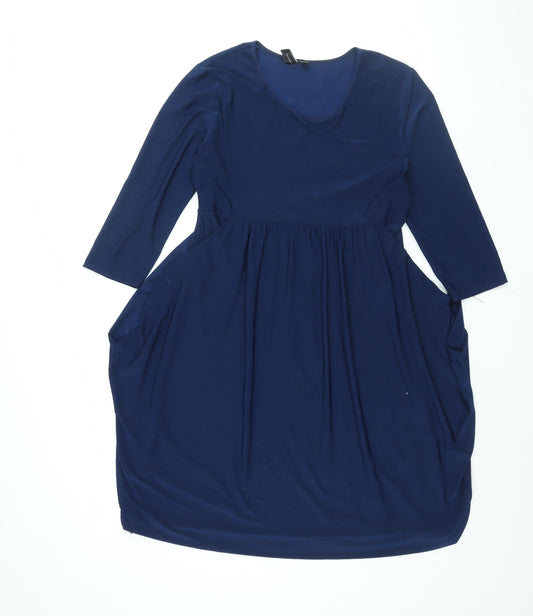 Izabel London Womens Blue Polyester Shift Size 12 Round Neck Pullover