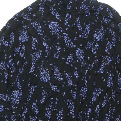 Monsoon Womens Black Geometric Viscose Shift Size M Mock Neck Pullover - Drawstring Waist
