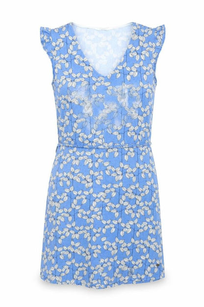 Trepass Womens Blue Geometric Cotton Shift Size L V-Neck Pullover - Belted