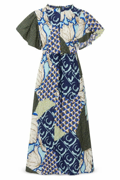 Next Womens Multicoloured Geometric Viscose Shift Size 14 Mock Neck Zip - Drawstring Waist