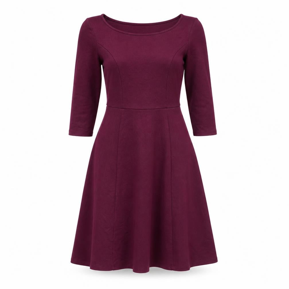 Monsoon Womens Purple Polyester Fit & Flare Size 8 Round Neck Zip