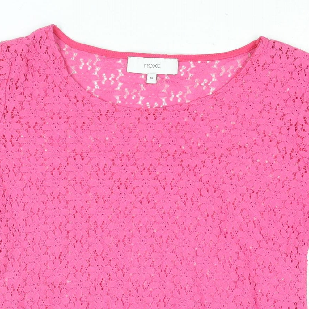 Womens UK Size 10 NEXT Pink Basic Blouse