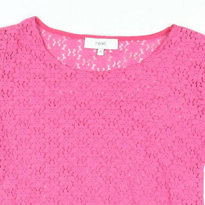 Womens UK Size 10 NEXT Pink Basic Blouse