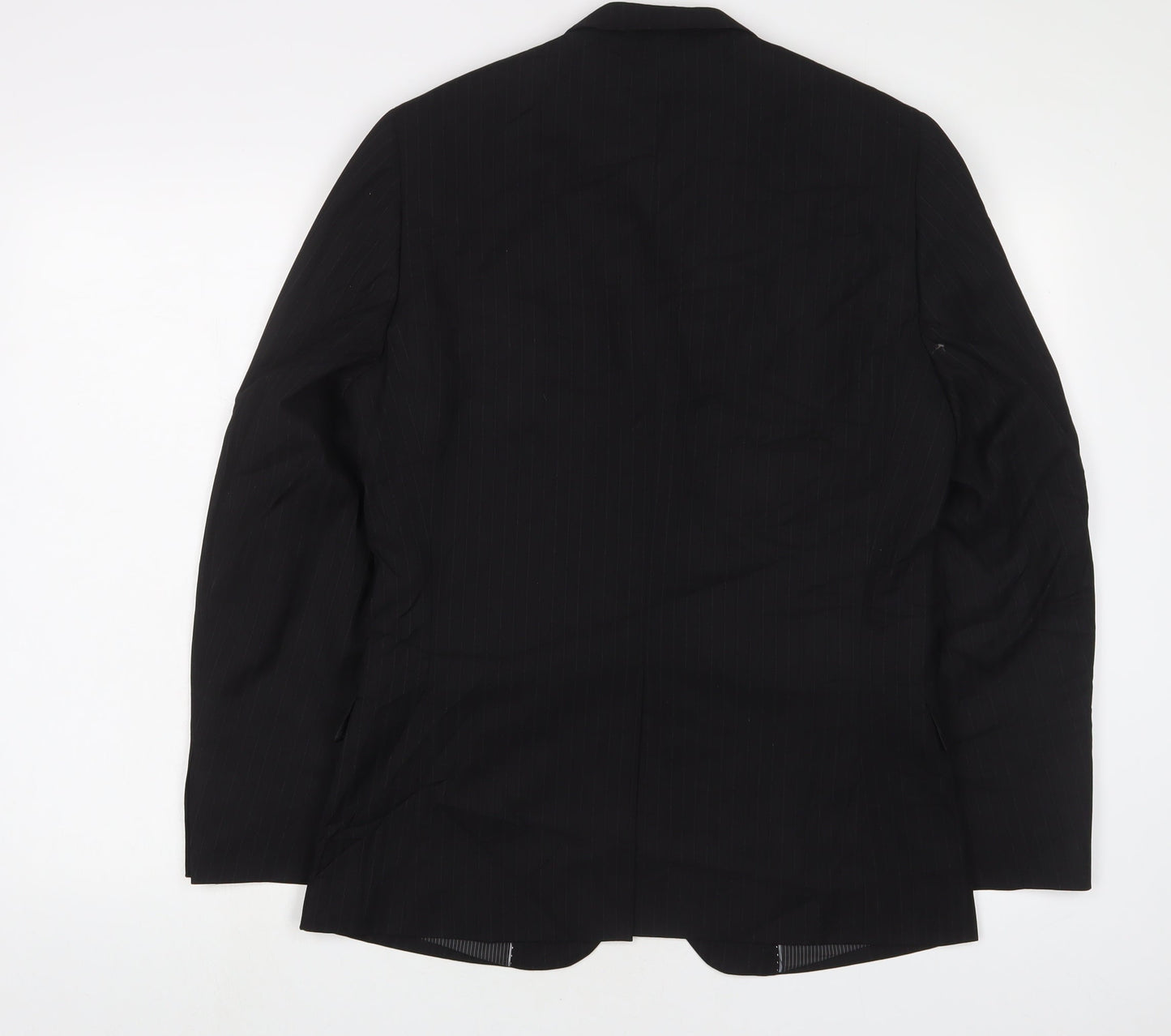 Butler & Web Mens Black Striped Polyester Jacket Suit Jacket Size 36 Regular