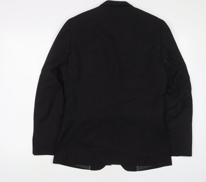 Butler & Web Mens Black Striped Polyester Jacket Suit Jacket Size 36 Regular