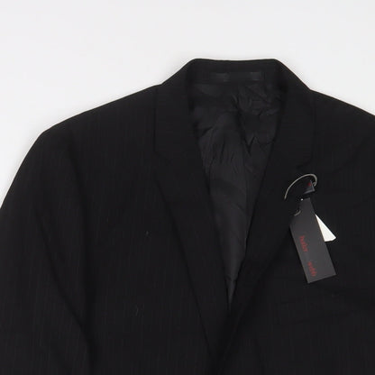 Butler & Web Mens Black Striped Polyester Jacket Suit Jacket Size 36 Regular