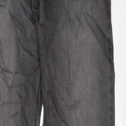 Marks and Spencer Mens Grey Cotton Straight Jeans Size 32 in L29 in Regular Zip - Short Leg