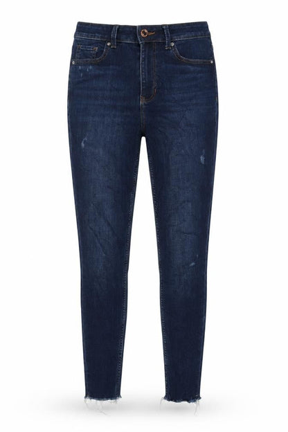 Marks & Spencer Womens Blue Cotton Skinny Jeans Size 10 L27 in Regular Zip