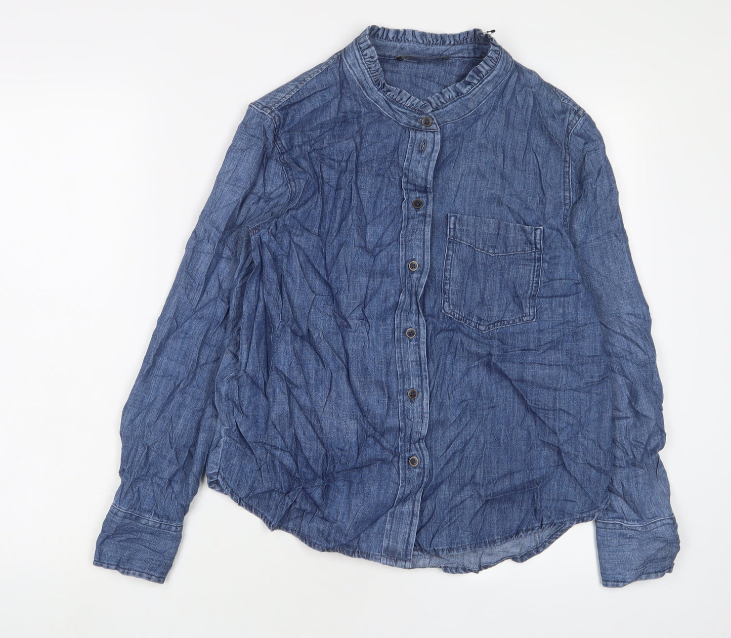 Womens UK Size 10 Marks and Spencer Blue Basic Button-Up