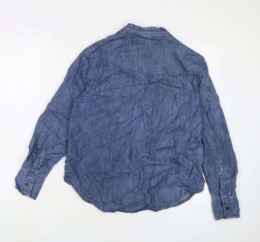 Womens UK Size 10 Marks and Spencer Blue Basic Button-Up