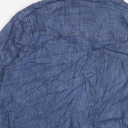 Womens UK Size 10 Marks and Spencer Blue Basic Button-Up