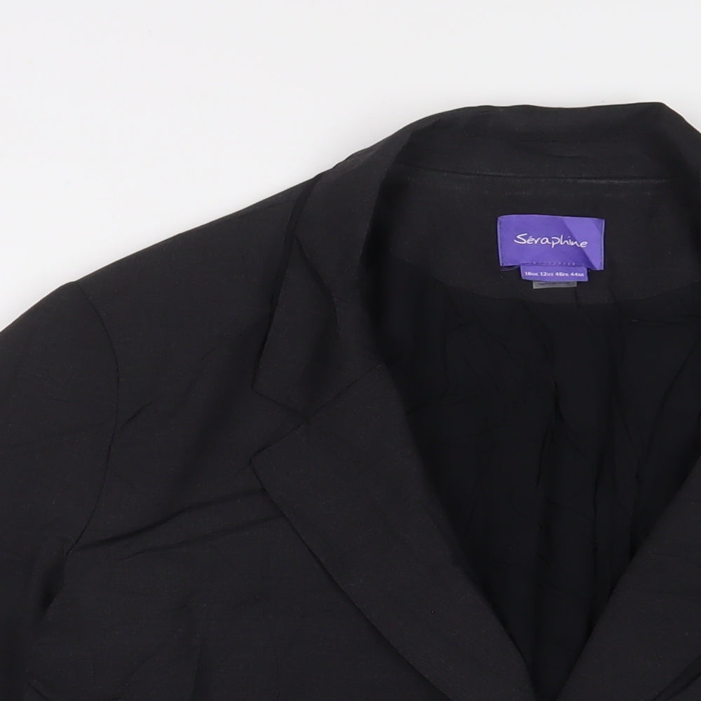 Seraphine Womens Black Jacket Blazer Size 16 Button
