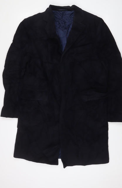 Marks and Spencer Mens Blue Overcoat Coat Size M Button