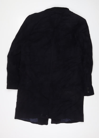 Marks and Spencer Mens Blue Overcoat Coat Size M Button
