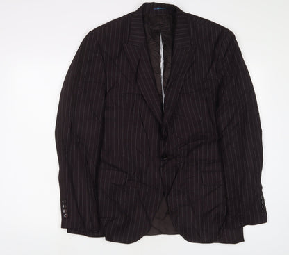 EDGERS Mens Brown Striped Polyester Jacket Suit Jacket Size 38 Regular