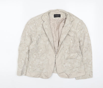 Principles Womens Beige Geometric Jacket Blazer Size 12 Hook & Eye