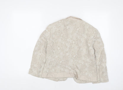 Principles Womens Beige Geometric Jacket Blazer Size 12 Hook & Eye