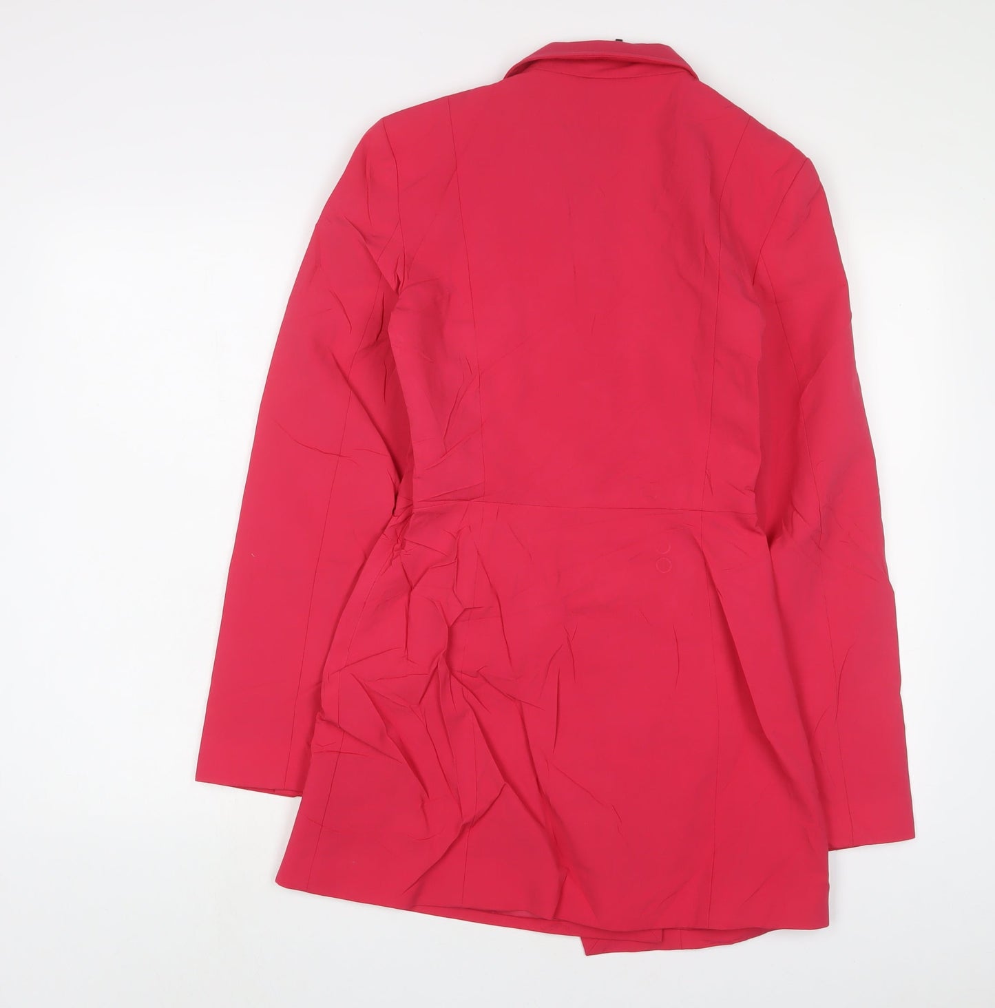 Zara Womens Pink Polyester Jacket Dress Size S V-Neck Zip