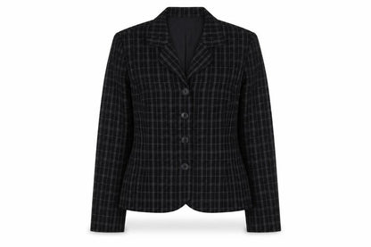 Next Womens Black Plaid Jacket Blazer Size 8 Button