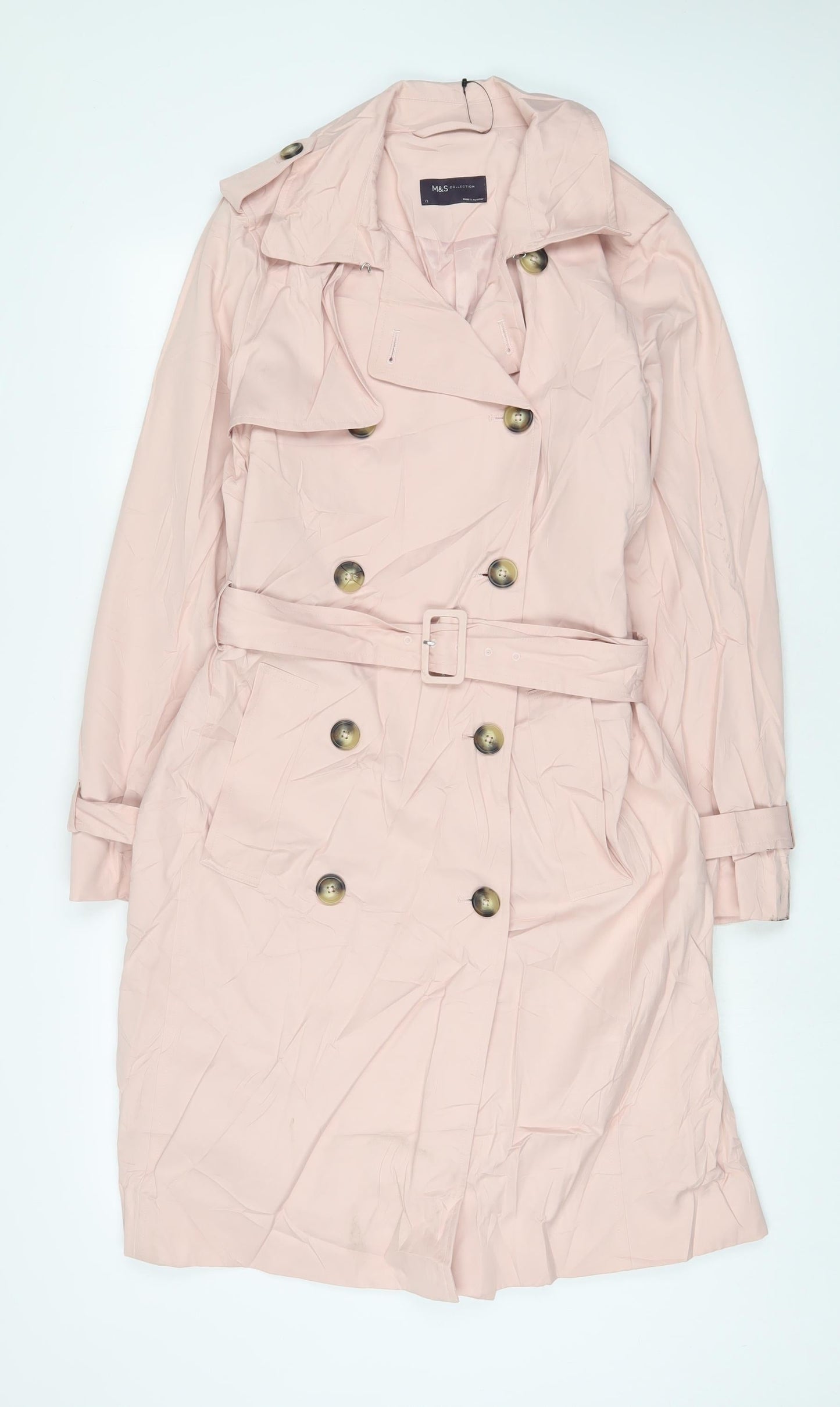 Womens UK Size 12 Marks and Spencer Pink Overcoat