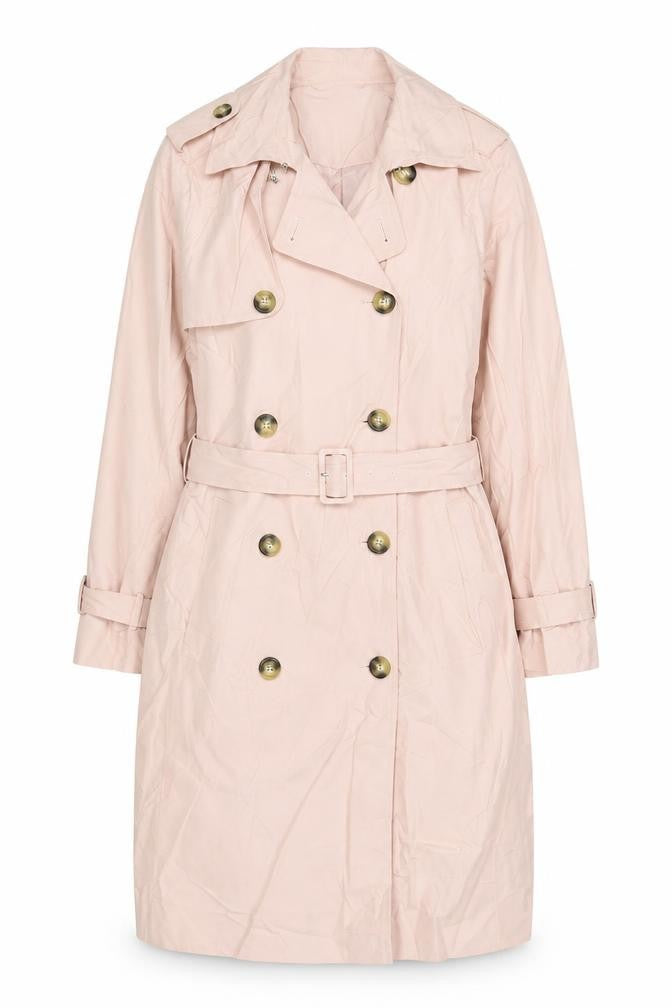 Marks & Spencer Womens Pink Overcoat Coat Size 12 Button - Belted