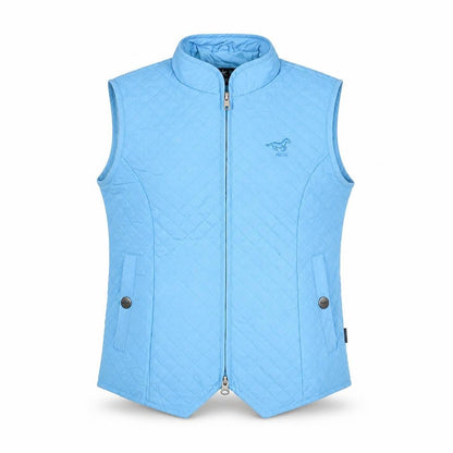 Front view of HKM boys’ blue gilet jacket, size 12, years zip - horse riding