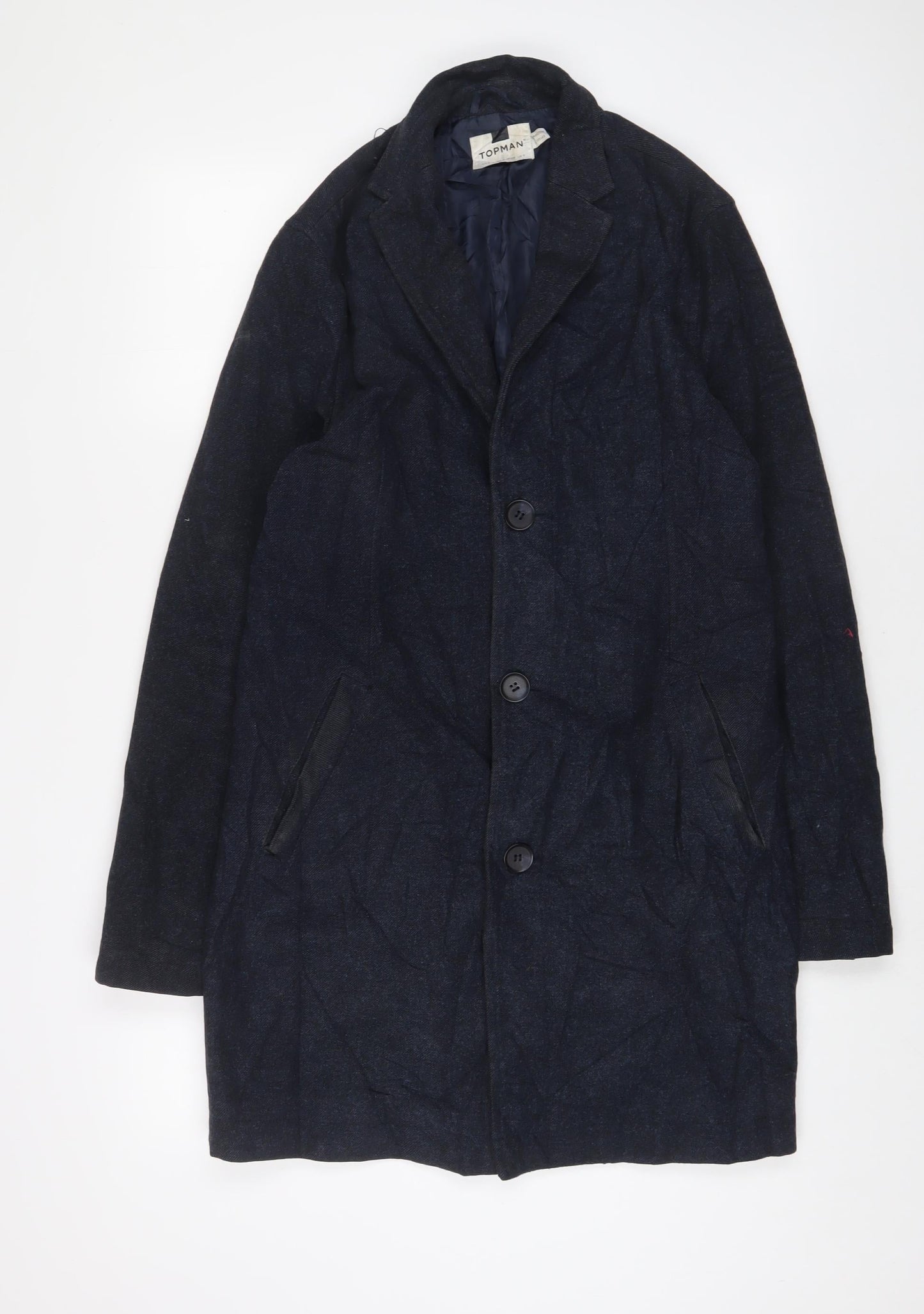 Mens UK Size S Topman Blue Overcoat