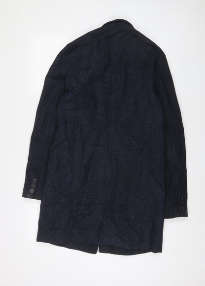 Mens UK Size S Topman Blue Overcoat