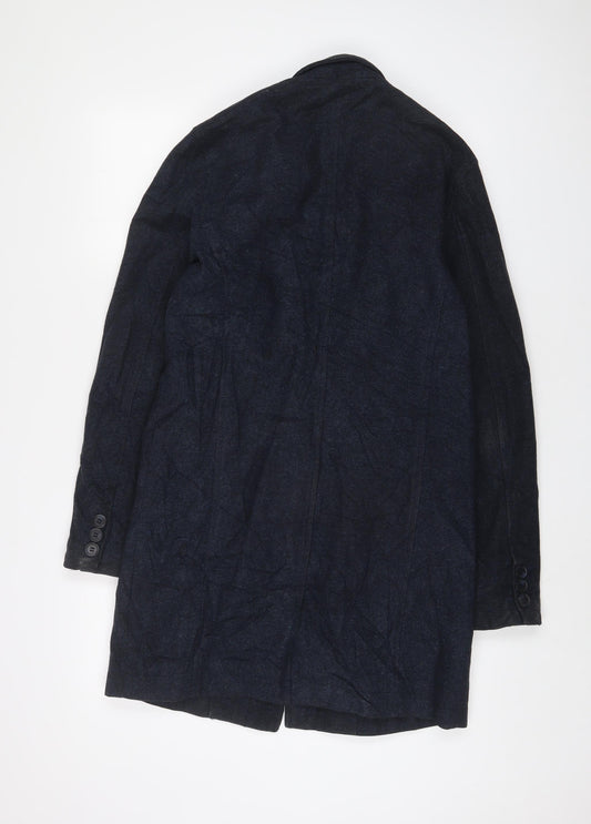 Mens UK Size S Topman Blue Overcoat