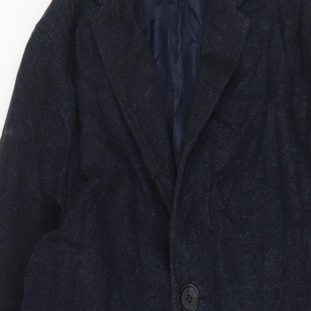 Mens UK Size S Topman Blue Overcoat