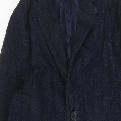 Mens UK Size S Topman Blue Overcoat