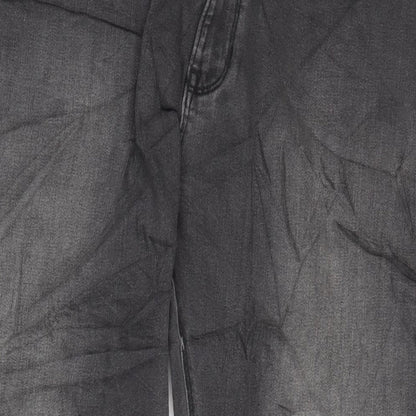 Marks and Spencer Mens Grey Cotton Straight Jeans Size 40 in L31 in Regular Zip